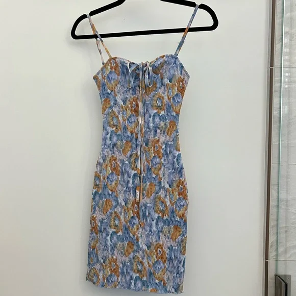 blue floral dress urban outfitters Kimchi Blue Sheer Floral Print Midi Dress